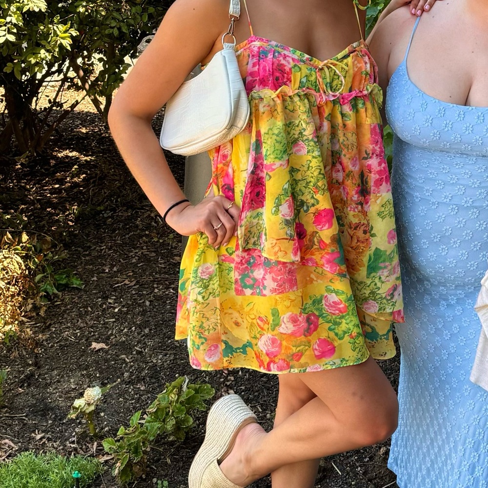 Floral Yellow and Pink Dress
